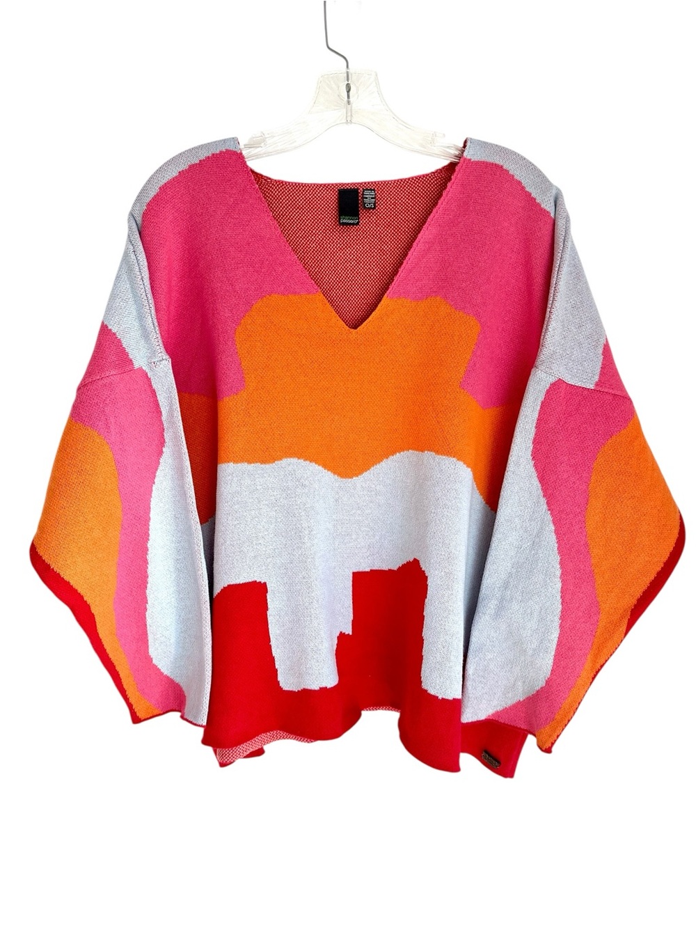 Shannon Passero Colorful Oversized 100% Cotton V Neck Sweater One Size